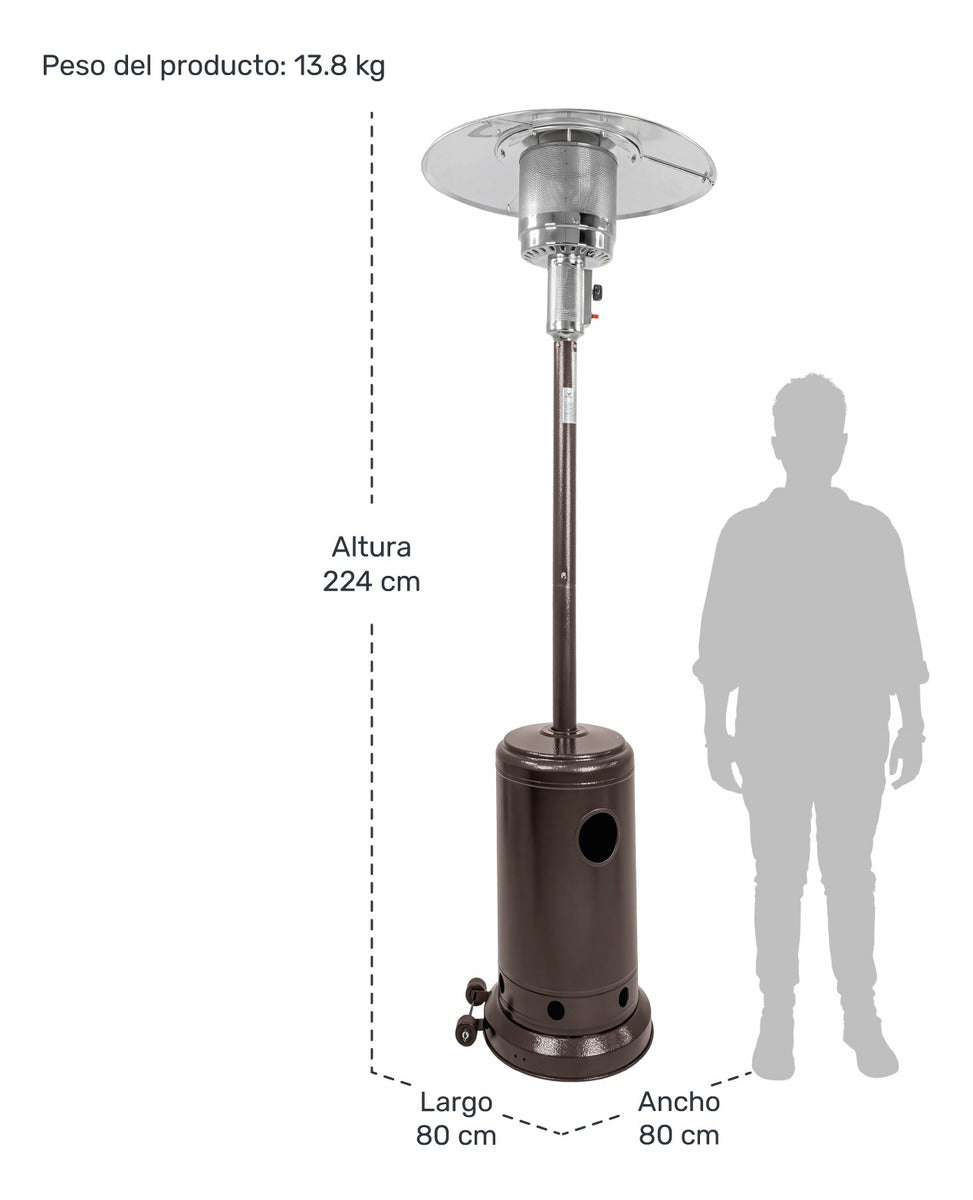 Calefactor Exterior Gas Lp Acero Inox Calenton Hongo Patio Color Café